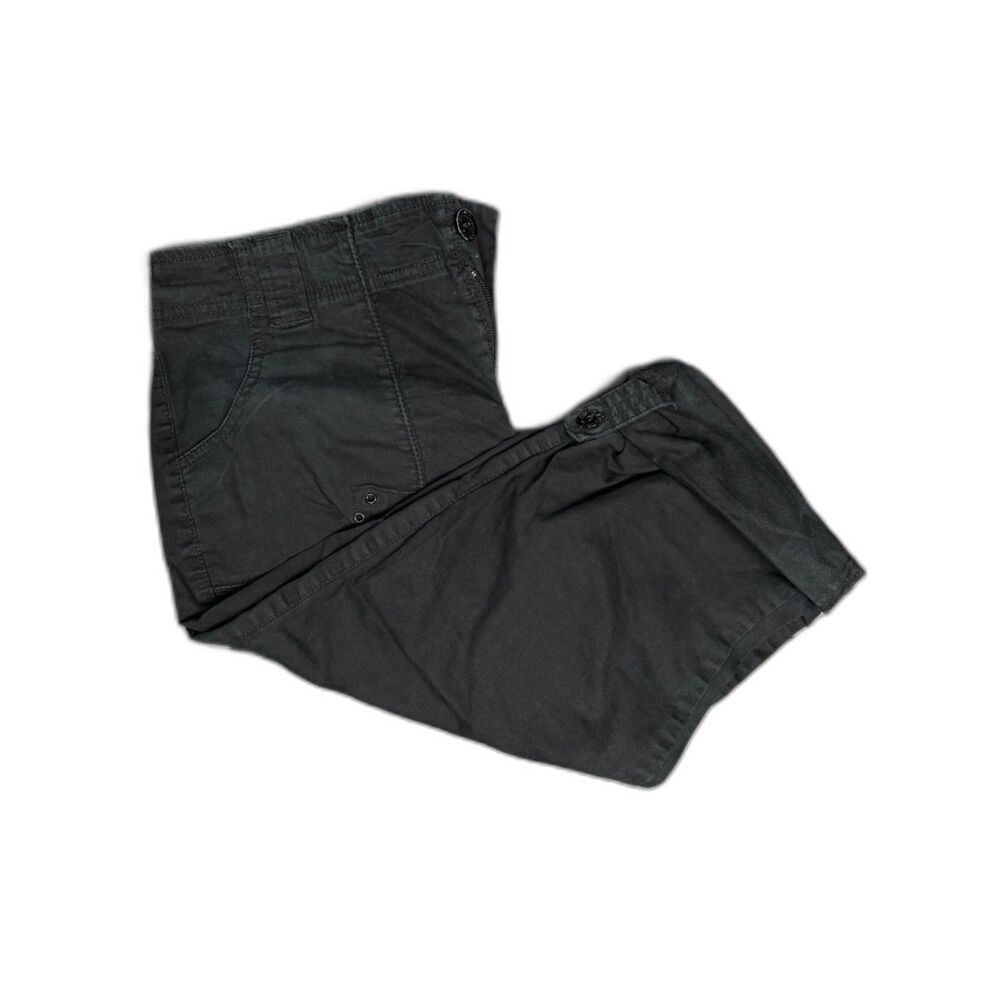 Gloria Vanderbilt Black Embroidered Rhinestone Cuffed Capri Pants - Picture 3 of 6